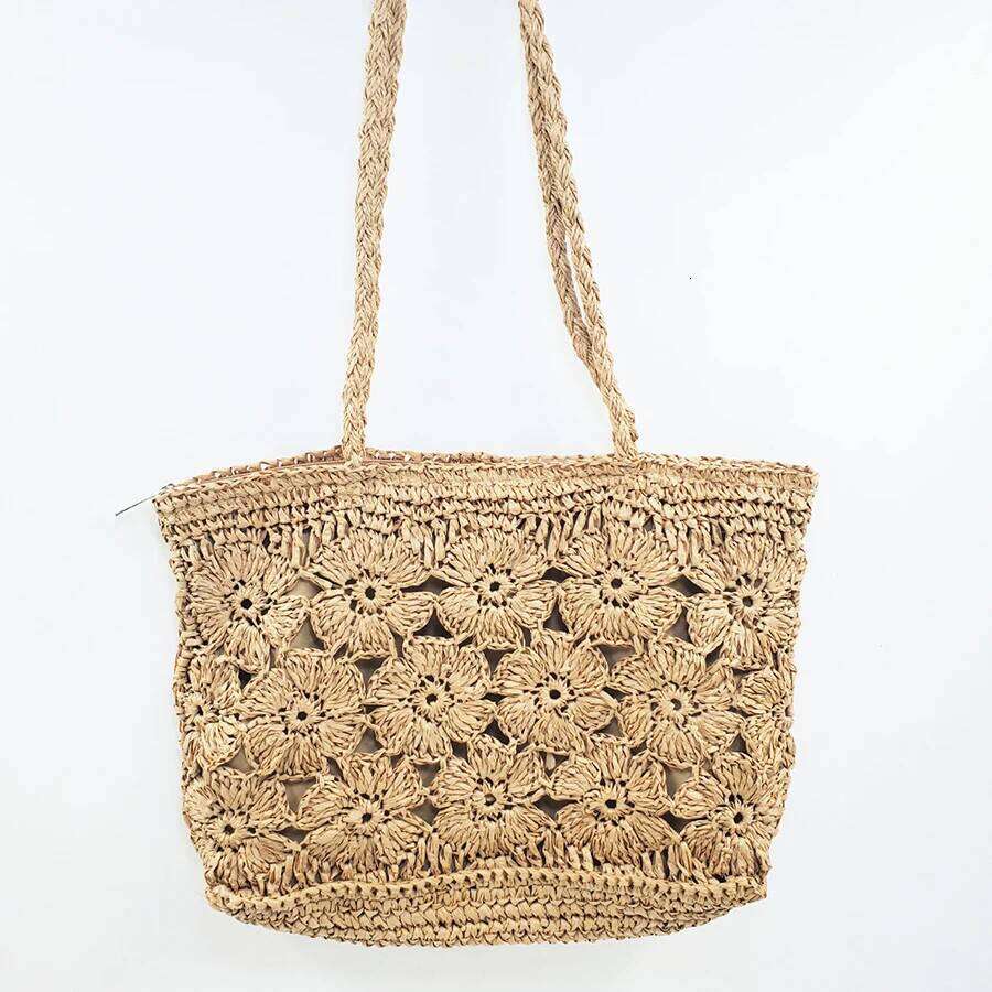 Round Straw Beach Vintage Handmade Woven Tote Shoulder Raffia Rattan Bag Bohemian Summer Vacation Casual Crochet Travel