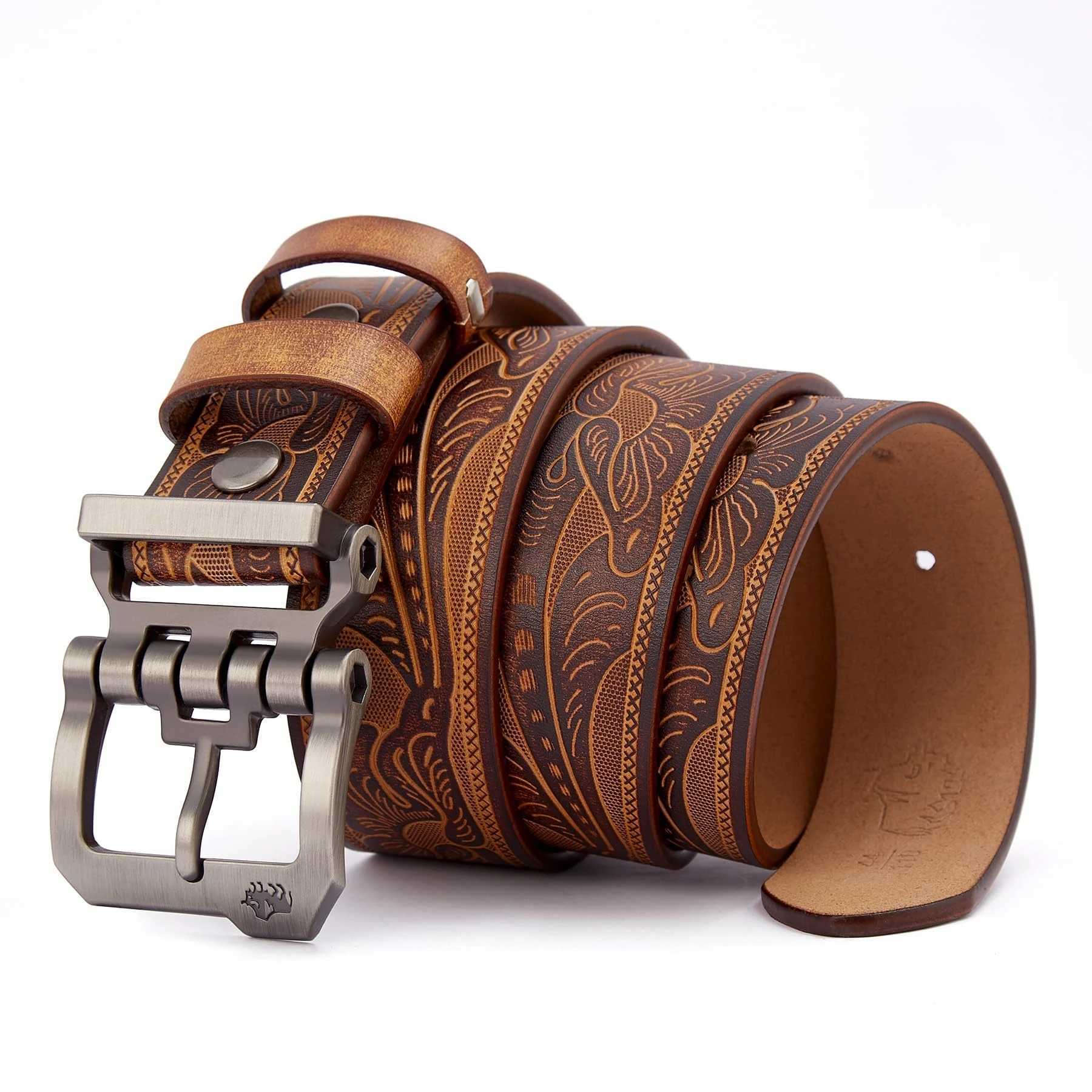 BISON DENIM Vintage Genuine Leather Men Belt High Quality Waist Strap Luxury Pin Buckle Male Best Gift Casual Belts for Jeans W250604