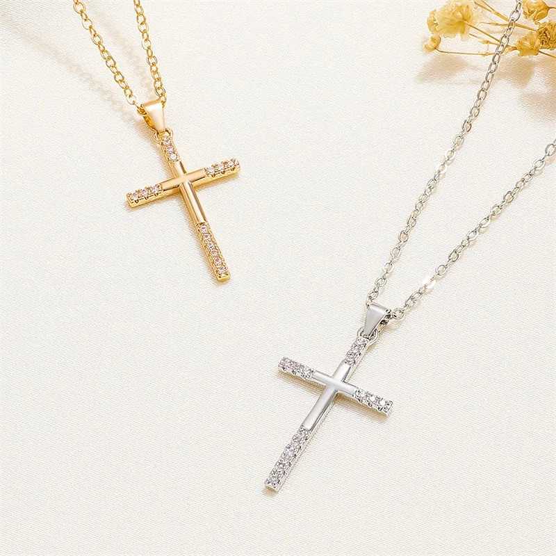 Classic Charm Jesus Cross Necklace Exquisite Retro Personality Versatile Stainless Steel Banquet Lucky Clavicle Chain XJ250604