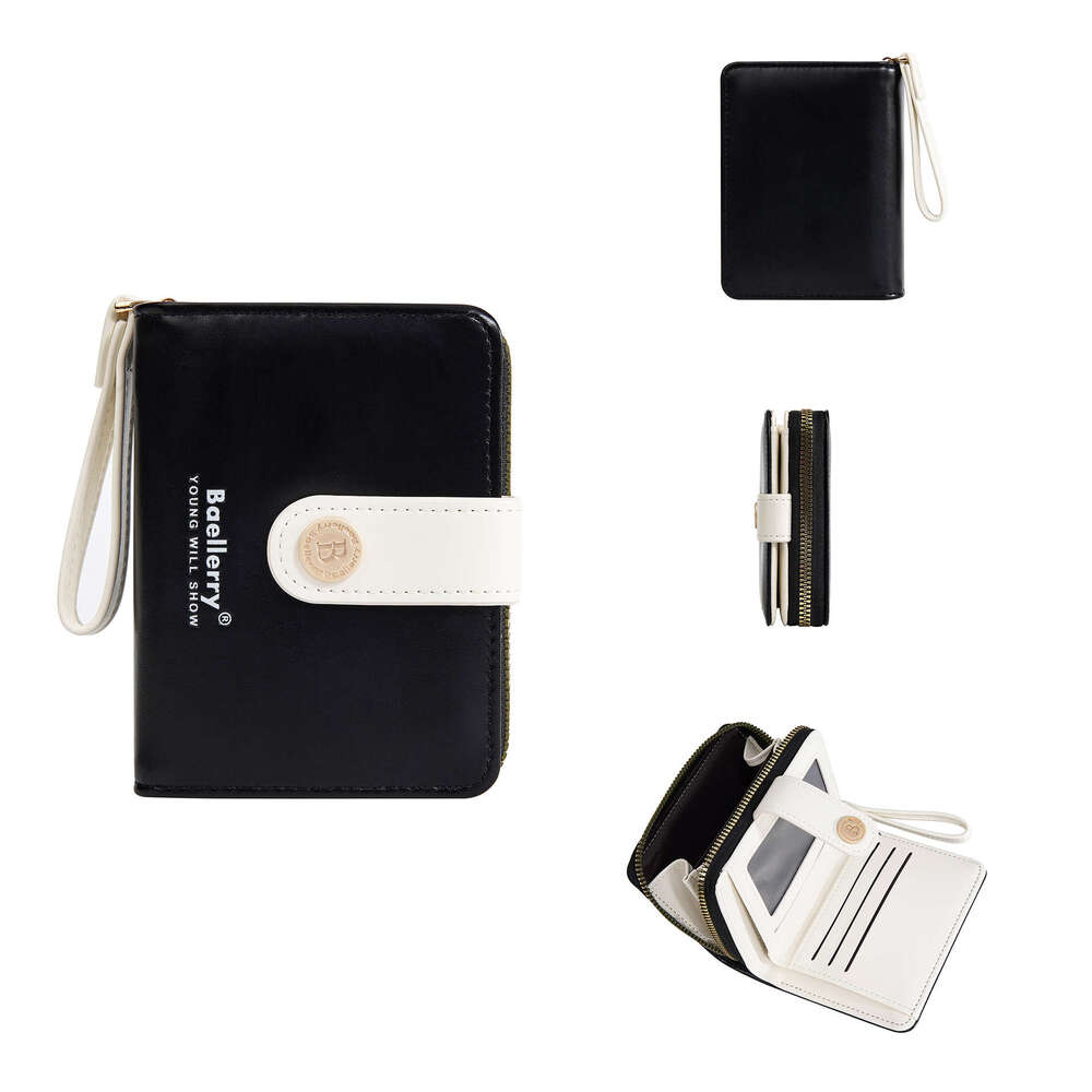 New Women's Short Baellerry Fresh Style Snap Button Soft Wallet Fashion Zipper Coin Purse