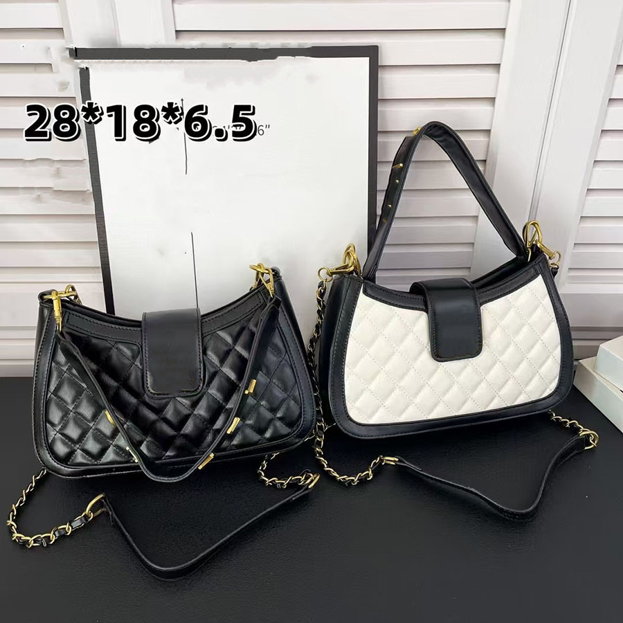 Designer Bags Fashion Hundred Black and White Diamond Chain Slanting Cross Bag Senior Feeling Shoulder Daily Commuter Hundred Bags
