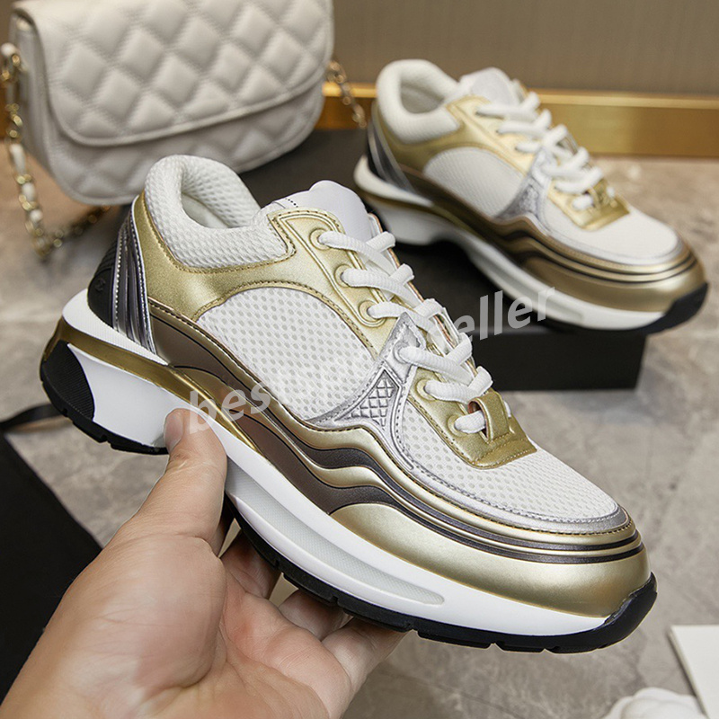 Womens Sneakers Designer Shoes Interlocking Laminate Runner Sneaker Fashion Luxury Women Flat Heel Outdoor Trainers Ladies Leather Mesh Sports Running Shoe