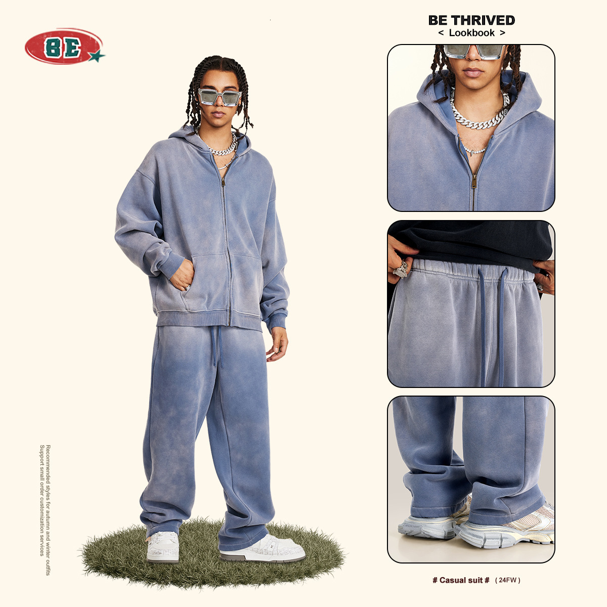 Y2K Harajuku Style Fashion Gothic Blue Gradient Zipper Hoodies Men Streetwear Hip Hop Casual Joker Couple Sports Sweater Top 250225