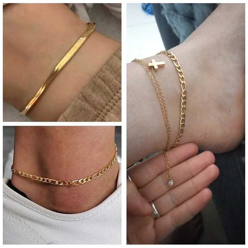 Anti Allergy Stainless Steel Women Snake Chain Anklets Summer Ocean Beach Ankle Foot Leg Bracelet Mother Daughter Gift Jewelry W250604