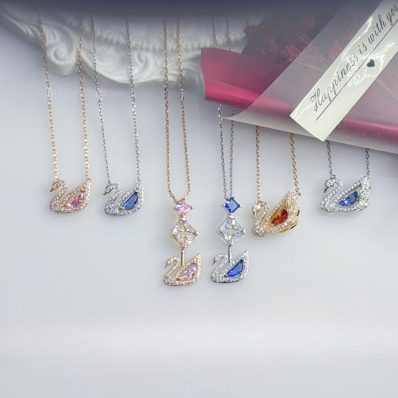 Luxury lovely animal designer necklace for women girls cute round circle hollow pendant necklaces earrings white crystal short chain choker jewelry