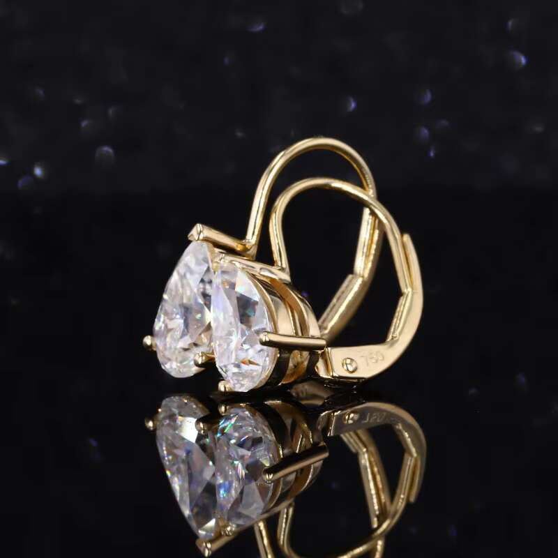 14k 18k Solid Gold with 5x8mm Pear Def Vvs Loose Moissanite Diamond Earrings on Sale