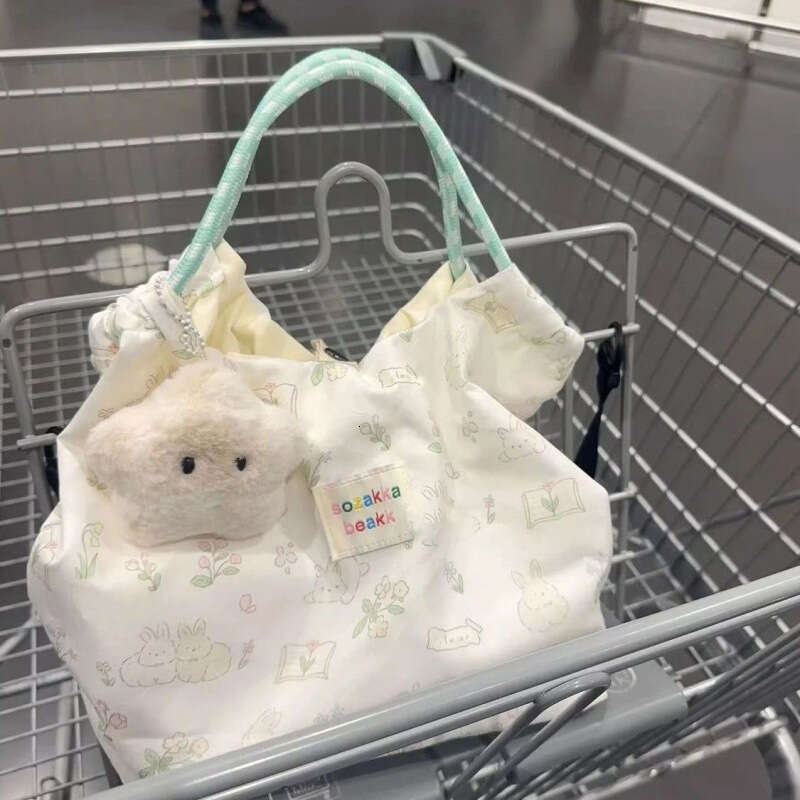 New Cute Floral Single Shoulder Canvas for Students, Women's Large Capacity Tote Bag, Commuter Bag