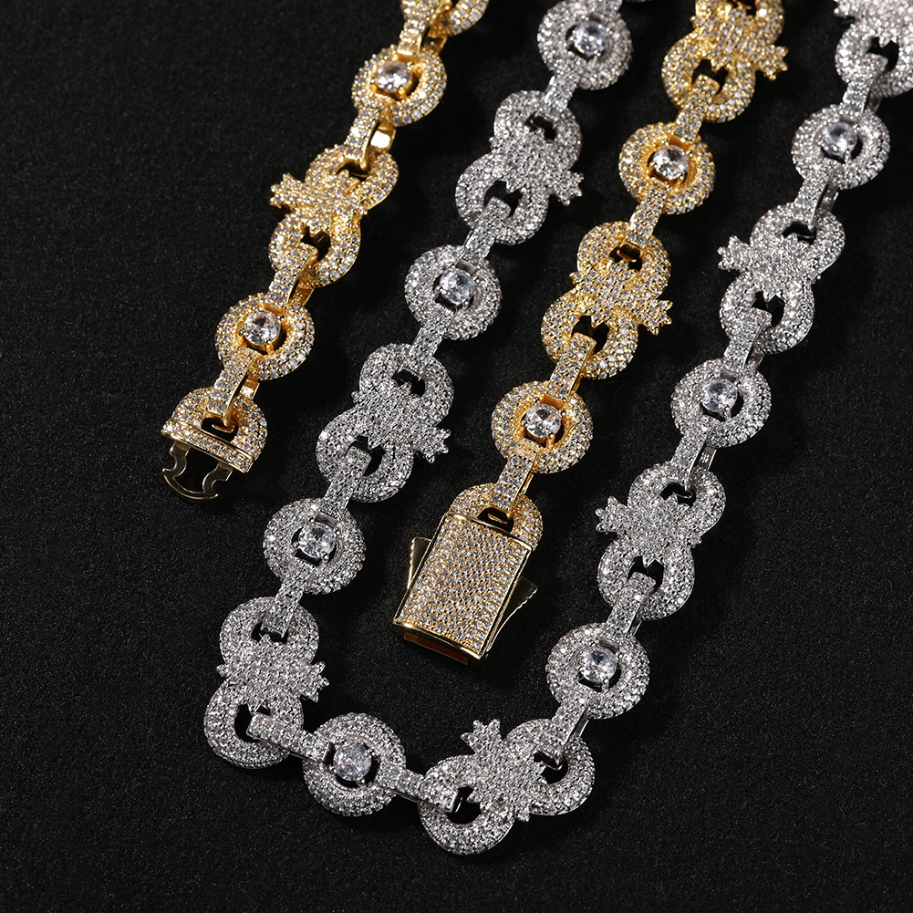 High Quality 12mm Charm Cross Infinite Chain Necklace Bracelet 5A Zircon Spring Clasp Jewelry