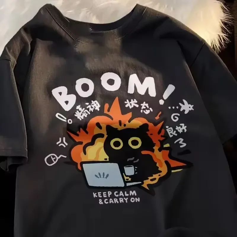 New Men Women T Shirt Pullover Oversize Korean version Cartoon Cat Group Printed T-Shirt Casual Short Sleeve Couples Designer T-Shirt