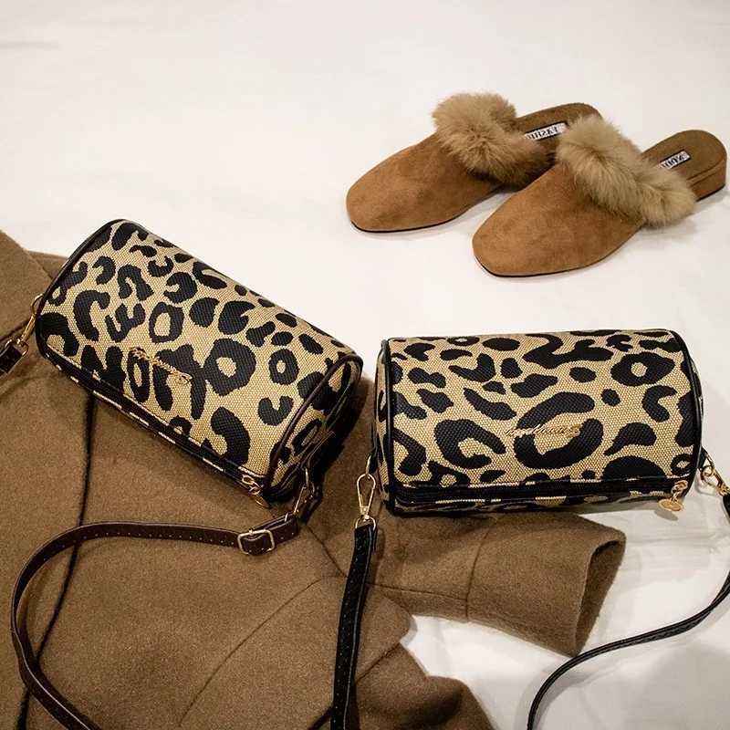 Leopard print polka dot cylinder bag 2025 pillow bag womens pen holder bag Printed single-shoulder bag crossbody bag XJ250604
