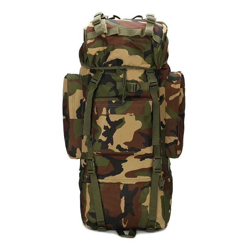 Spot Mountaineering Outdoor Backpack Hiking Bag 65L Large Capacity Tactical Shoulder Backpack Camouflage Military Fan Backpack W250603