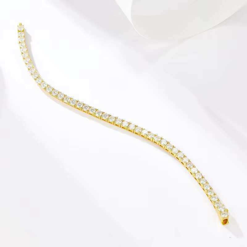 3Mm 4Mm 5Mm 925 Sterling Silver With Gold Plating Chain Moissanite Tennis Bracelet for Gifts Wholesale Jewelry