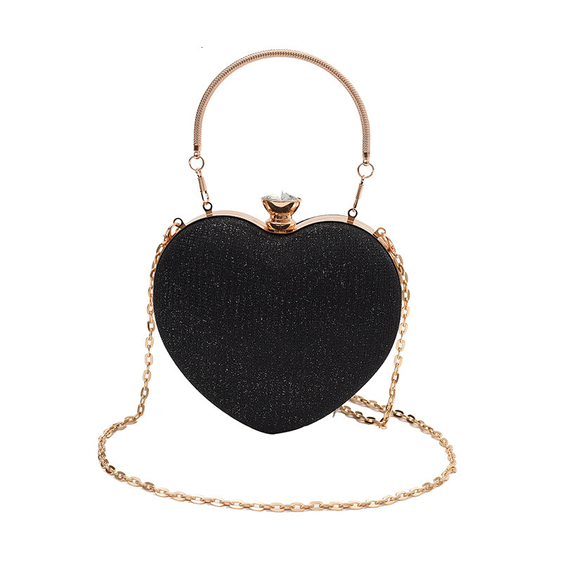 Style 2025 New Chain Crossbody Bag Hot-Selling Handbag Shoulder Heart-Shaped Bag with Inlaid Diamonds Metal Handheld Crossbody Bag New Free Delivery D
