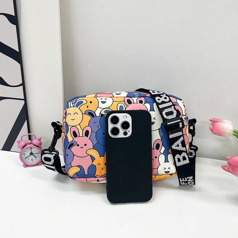 Brand Quality New 2025 New Small Square Bag Cartoon Cute Rabbit Crossbody Bag Letter Strap Lightweight Storage Bag Fashion Small Bag New Free Delivery