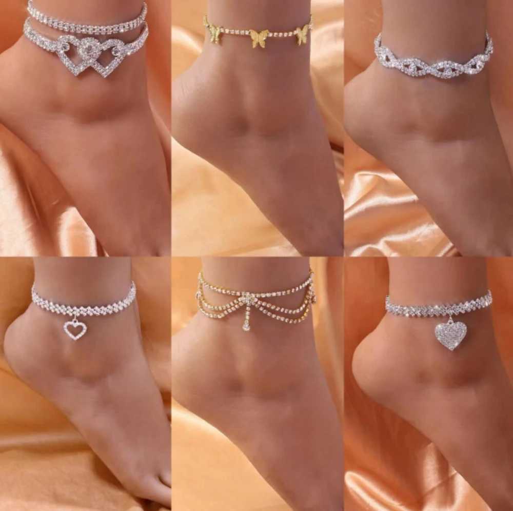 1PC Rhinestone Chain Anklets For Women Luxury Shining Ankle Bracelet On Leg Female Wedding Party Jewelry Foot Accessories New W250604