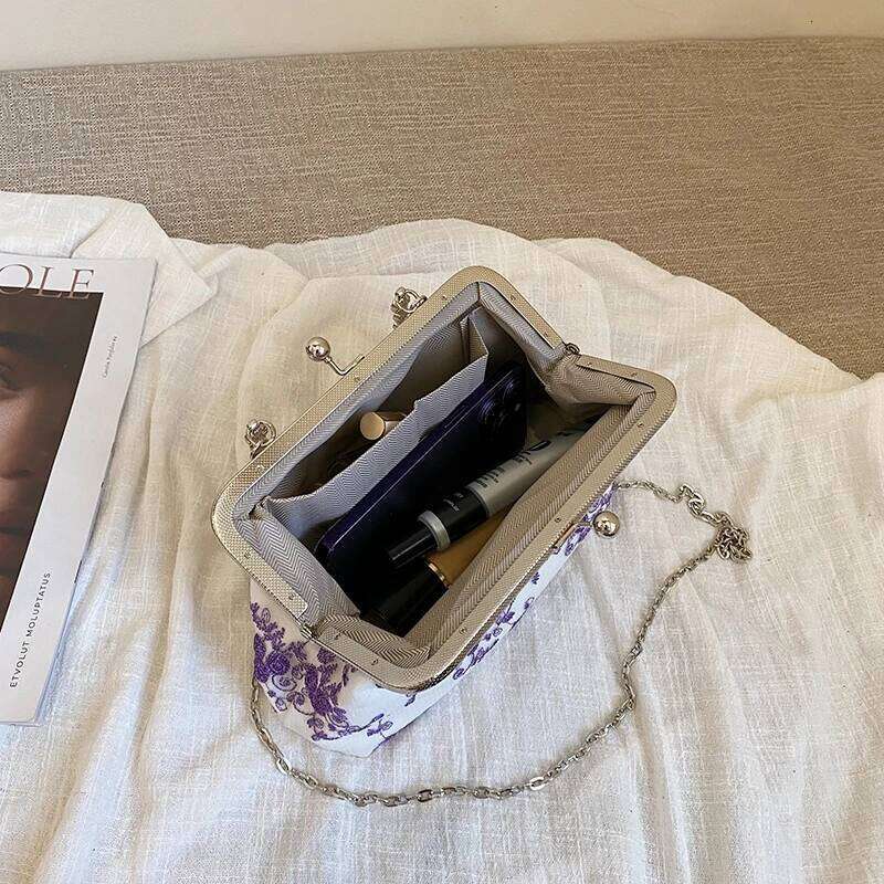 Lace Fbric Women Evening Chain Shoulder Messenger Bag Shell Clip Designer Handbag Fashion Purse Party Wedding Clutch