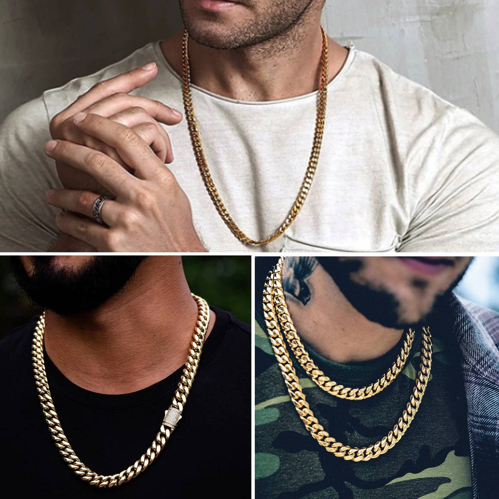 New Arrival 6mm-18mm Any Length 316L Stainless Steel Miami Curb Cuban Chain Necklace for Men & Women Gift Crystal Lock