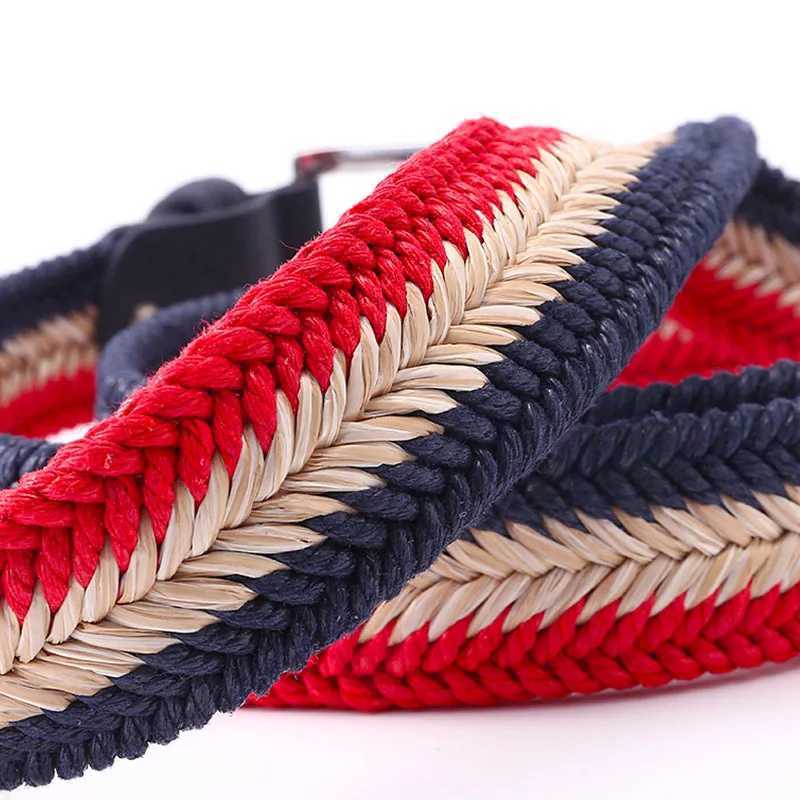 100- 130cm Hand woven Extended Men Belt Stock Fishbone Pattern Woven Wax Rope Straw Mixed Women Leisure Canvas Wholesale W250604