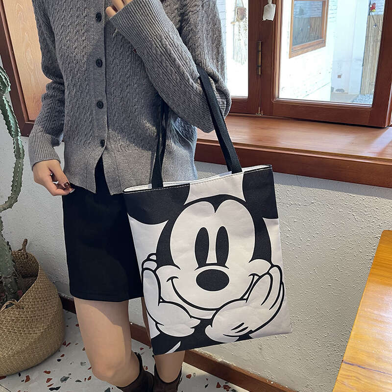 Casual Large Capacity Tote for Women Summer New Cartoon Canvas Travel Commuter Shoulder Bag