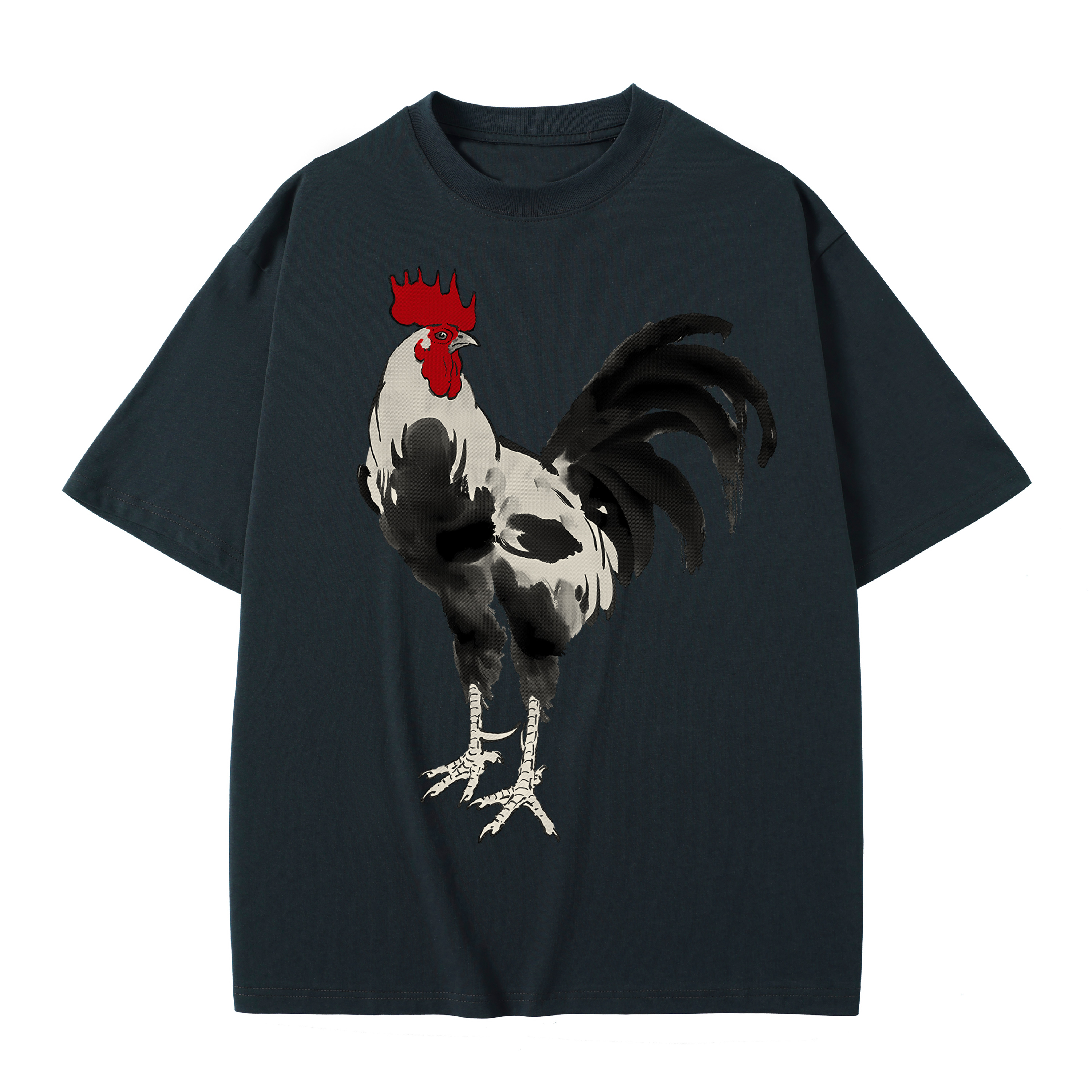T-shirt men's top designer cotton T-shirt the silvery rooster short sleeved clothing high-quality fashionable T-shirt BROADTRUE