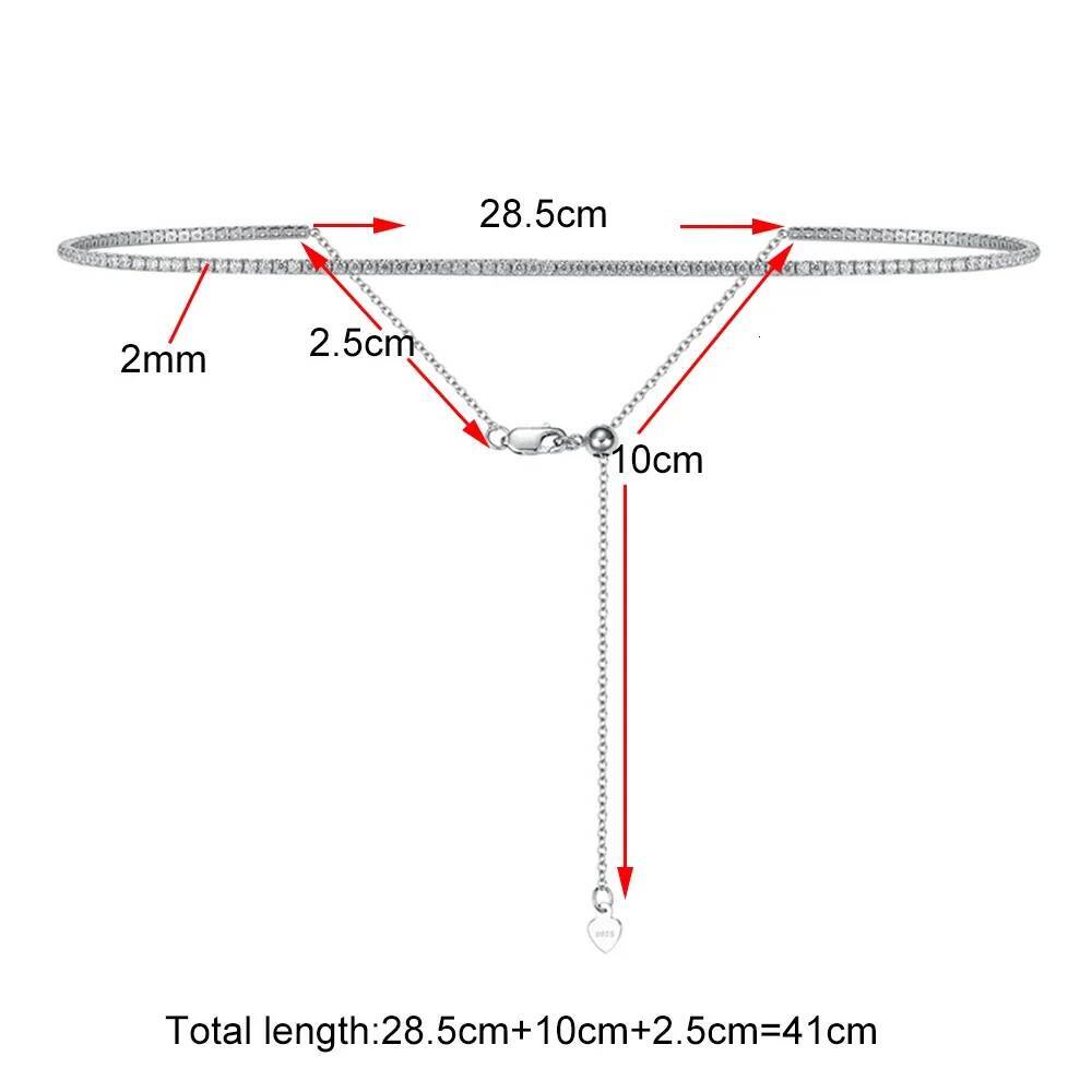 2mm D Color Moissanite Tennis Choker Necklace For Women S Sier Gold Plated Adjustable Necklaces Chain Wedding Jewelry