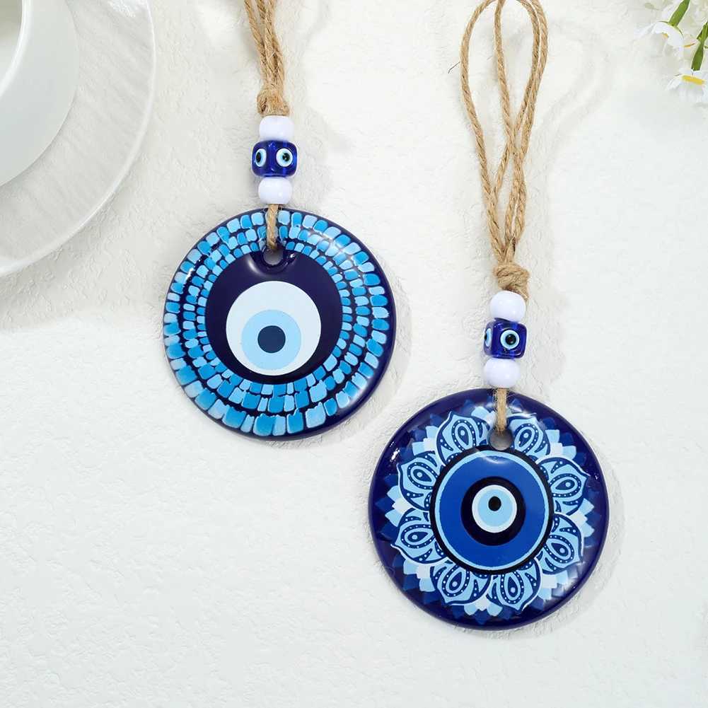 Vintage Eye Pattern Flower Resin Keychain Turkish Evil Eye Colorful Pattern Carabiner for keys Car keyring Gifts for Women Men M250604