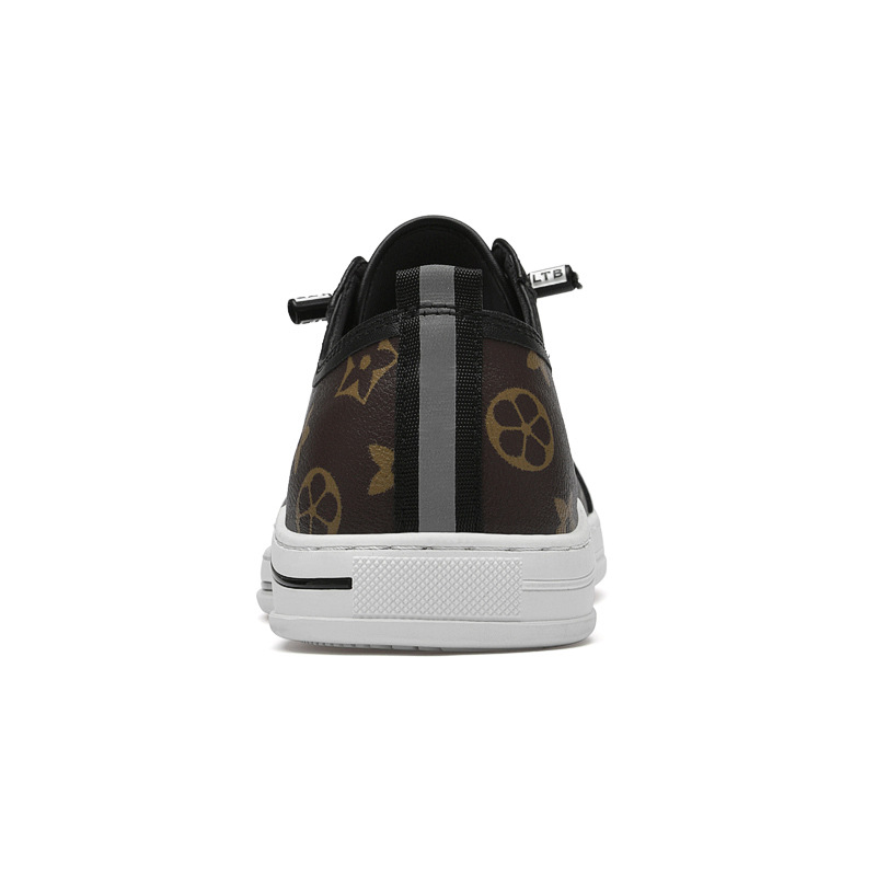 2025 Fashionable new casual shoes printed Lace-Up Low-top men's board shoes high quality trendy versatile shoes white brown black