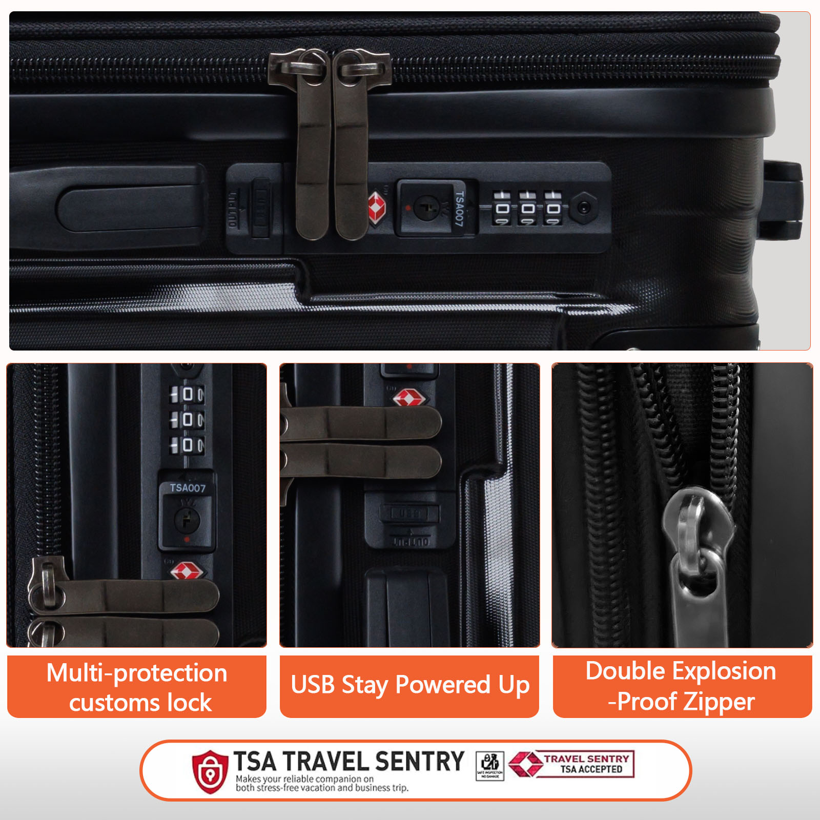 24-Inch Expandable Carry On Suitcase with TSA Lock | ABS Luggage with Corner Protectors | Durable Personal & Business Travel Luggage