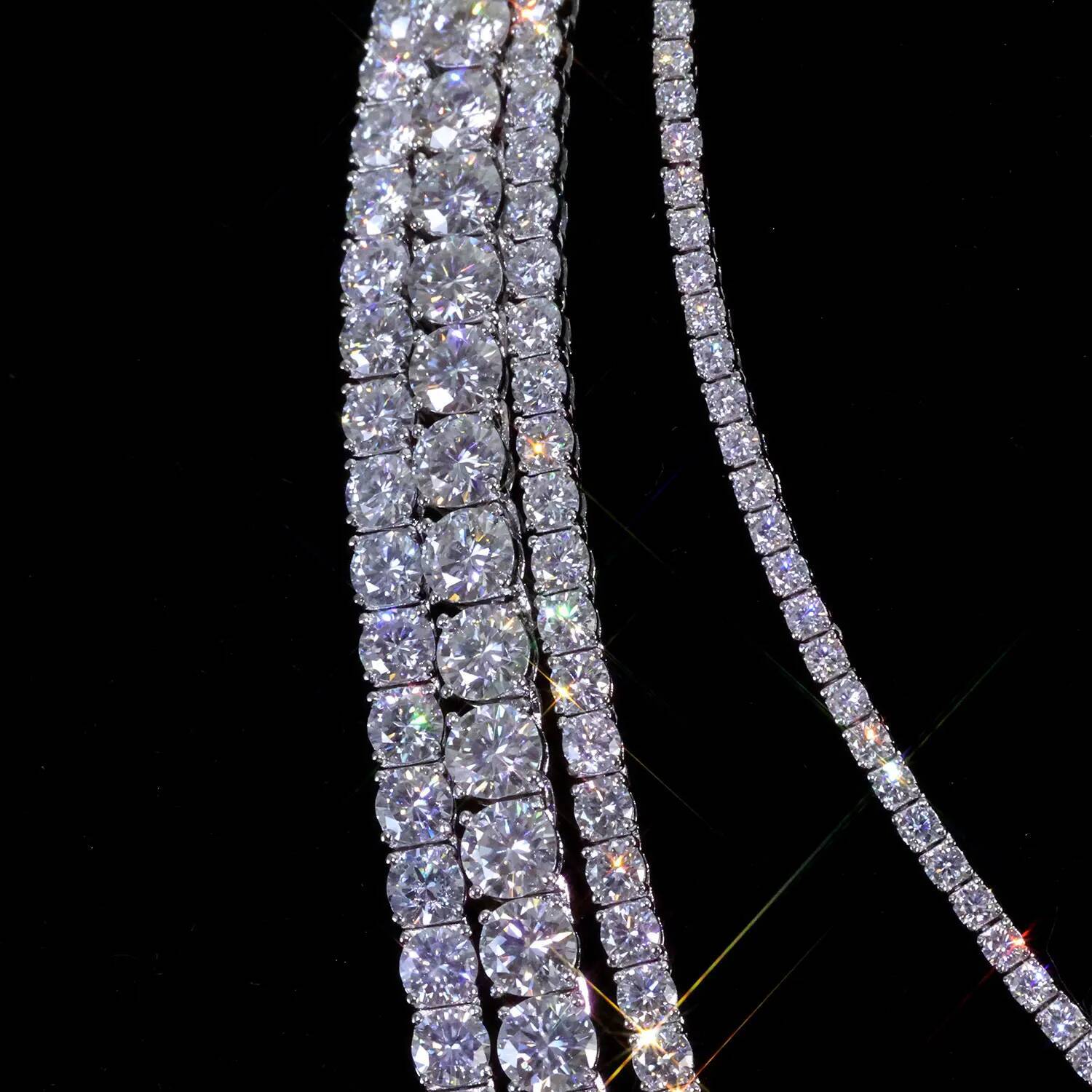 ESKEEM Moissanite Necklace Sier Iced Out VVS Pass Dia Tester 2/3/4/5mm Tennis Chain Fine Jewelry