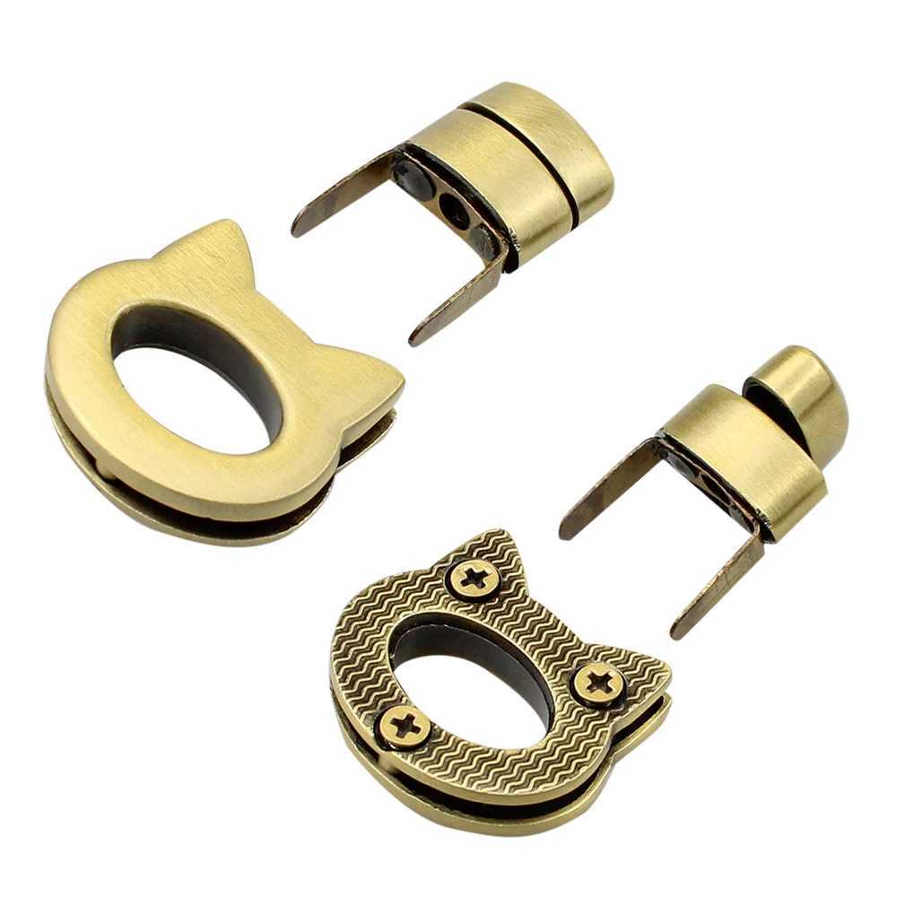 10Pcs 2.1CM Mini Cute Cat Alloy Turn Lock Twist Lock Clasp Durable Women Shoulder Bag Leather Handbag Accessories W250604
