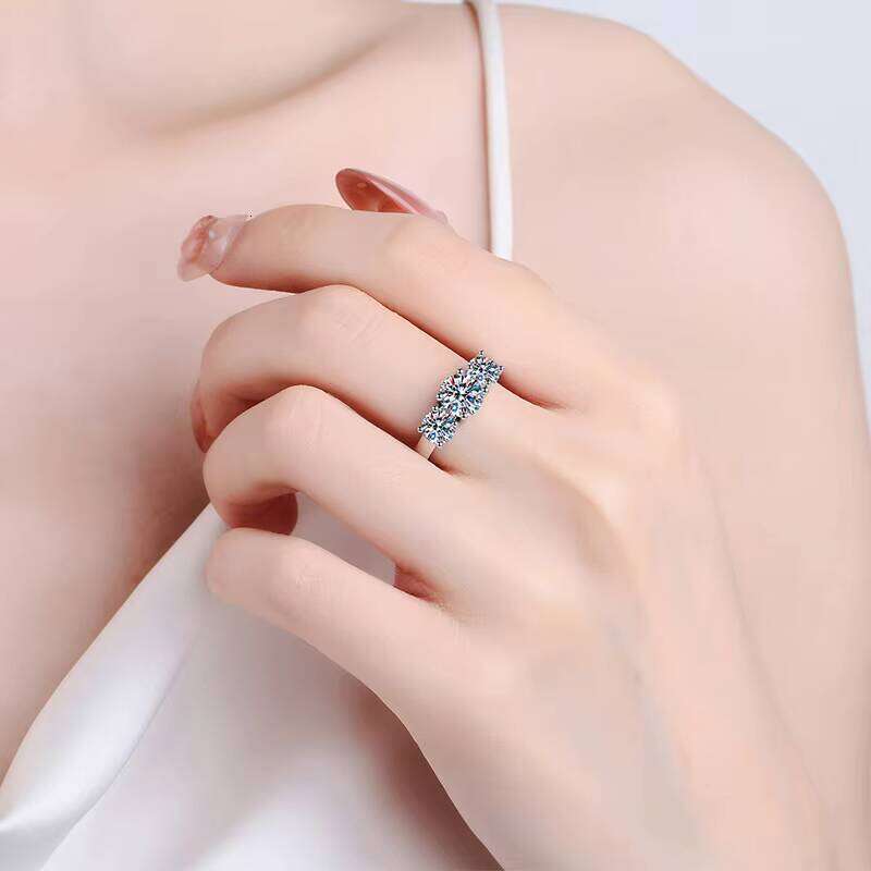 DHcollections Sier Original Total 2 Carat Round Brilliant Cut Pass Dia Test D Color Moissanite Wedding Ring for Women Fine Jewelry