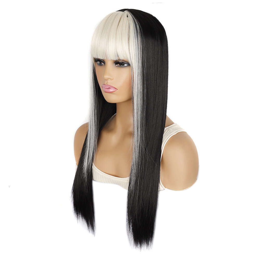 Colorful Dyed Sideburns Bangs Hair Headgear Hip-Hop Anime Dance Party Straight Long Color Wig