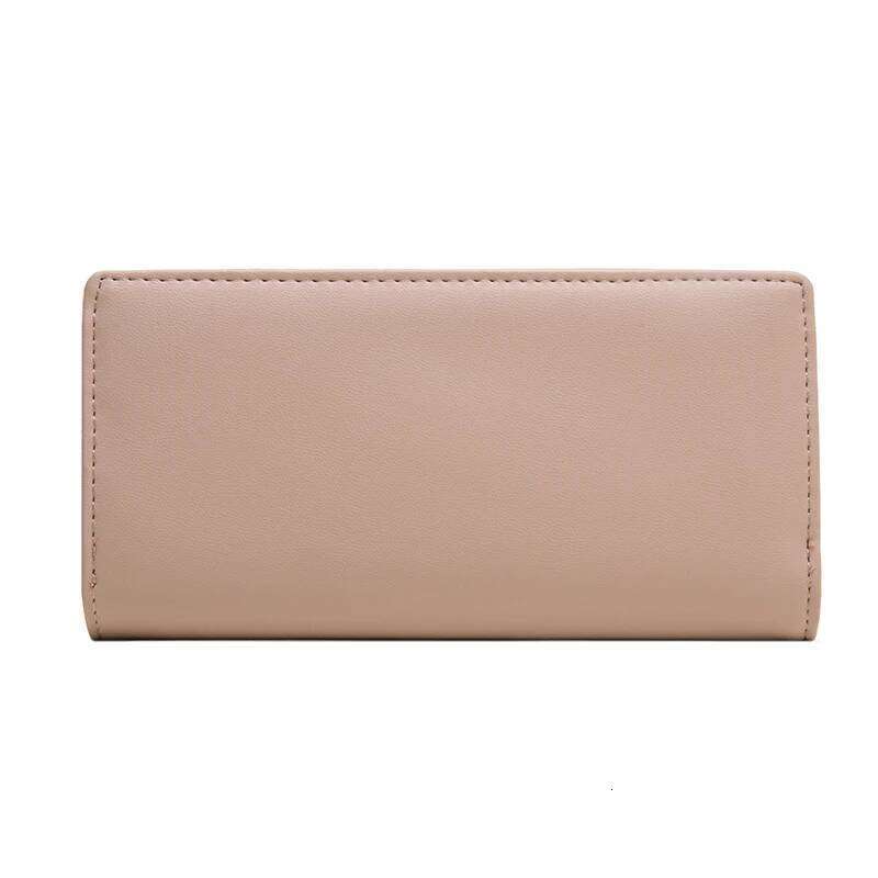 Long wallet Japan and South Korea small fresh PU leaf buckle solid color zipper folding multi-card document bag long preppy
