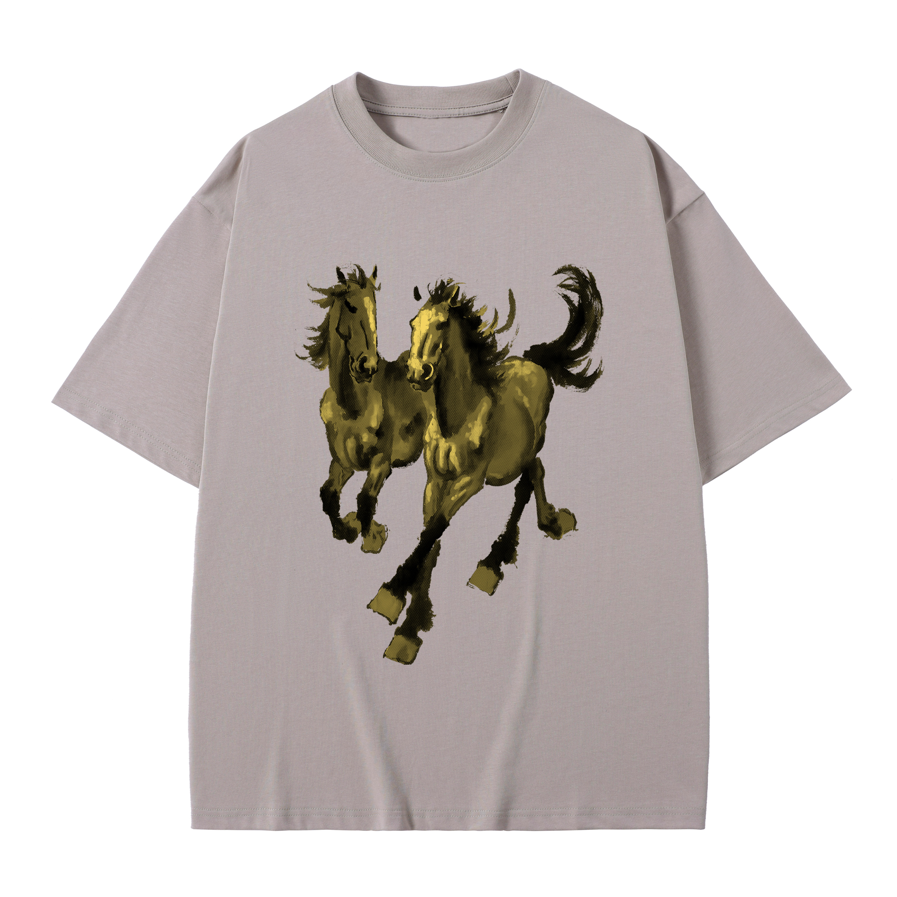 T-shirt men's top designer cotton T-shirt Silver the golden Steeds short sleeved clothing high-quality fashionable T-shirt BROADTRUE