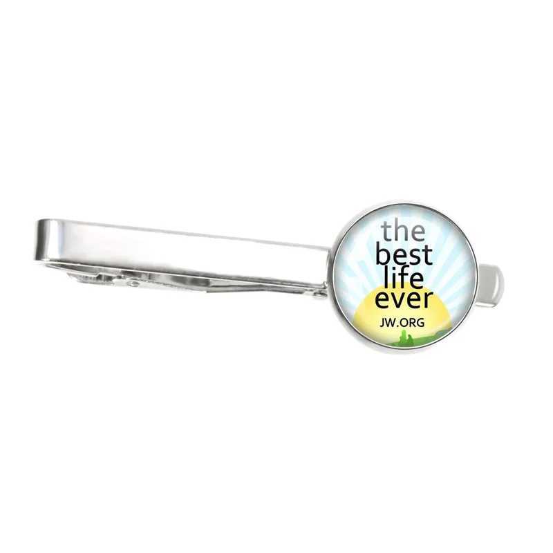 2023 New Personal Fashion Jw.Org 16MM Tie Clip Best Life Ever Steampunk Jehovah Glass Fun Of Mens and Womens Jewelry Gifts W250604