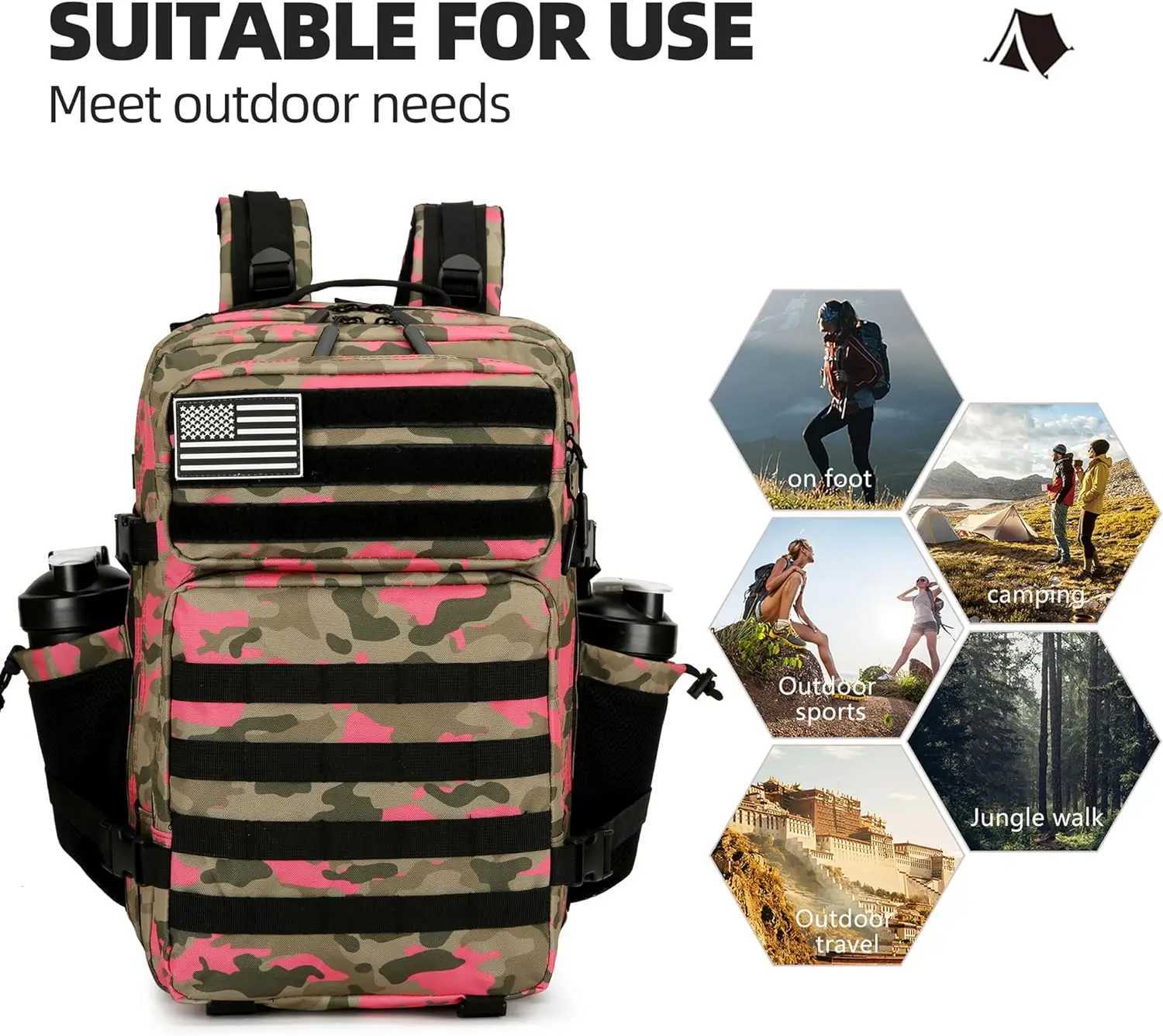 20L 45L Tactical Backpack 3P Bag Assault Outdoor Backpack Waterproof Climbing Rucksack Camping Hiking Mochila Hunting Sports W250603