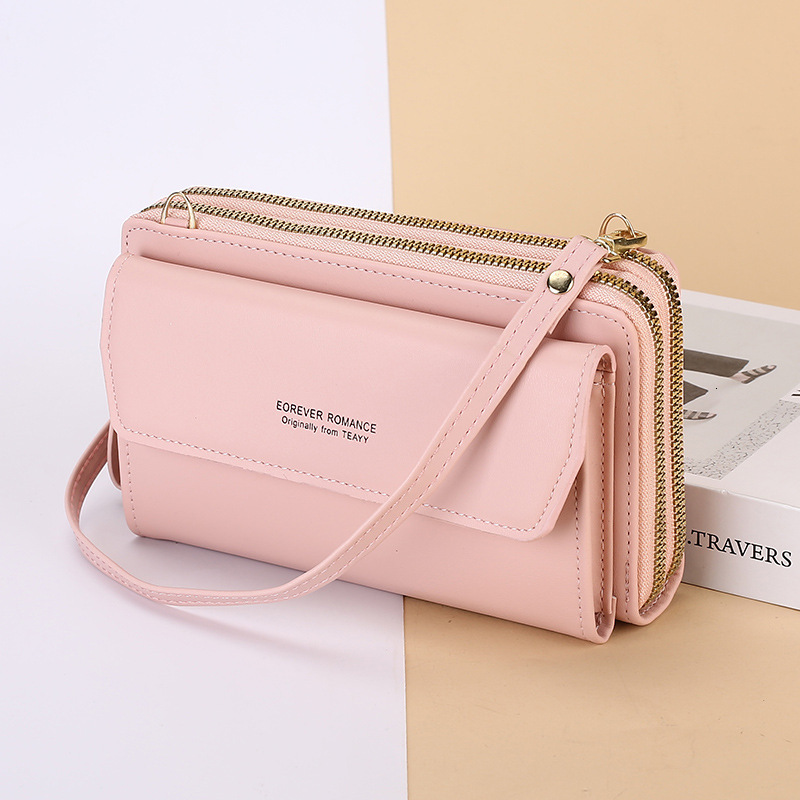 Designer Crossbody Phone Bag Women's Fashion Long Style Women's Wallet Double Zipper Korean Edition Handbag Urban Simple Shoulder Bag