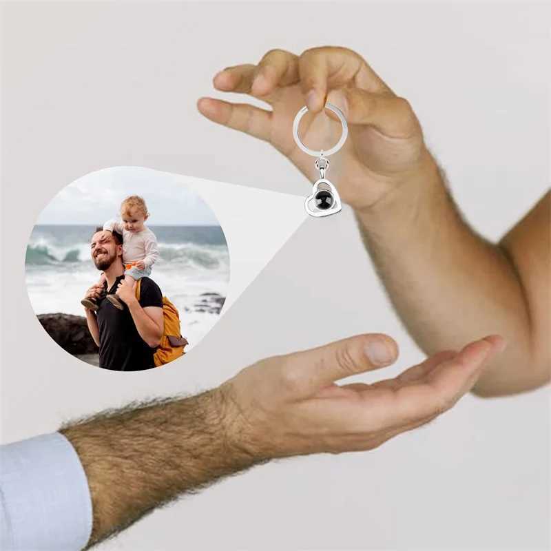 Personalized Photo Projection Keychain Custom Heart Photo Keyring Projection Keychain for Women Anniversary Memorial Gifts W250604