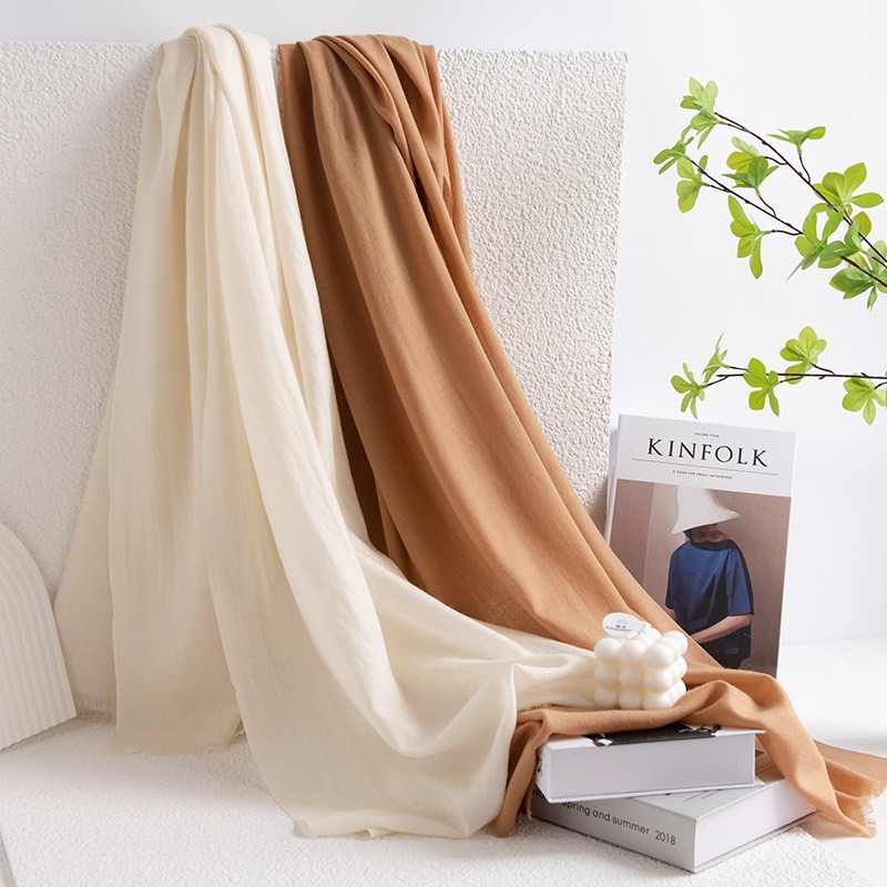 K1043 Pure color wool scarf for women soft four seasons new cashmere scarf warm neck dual-purpose tassel shawl