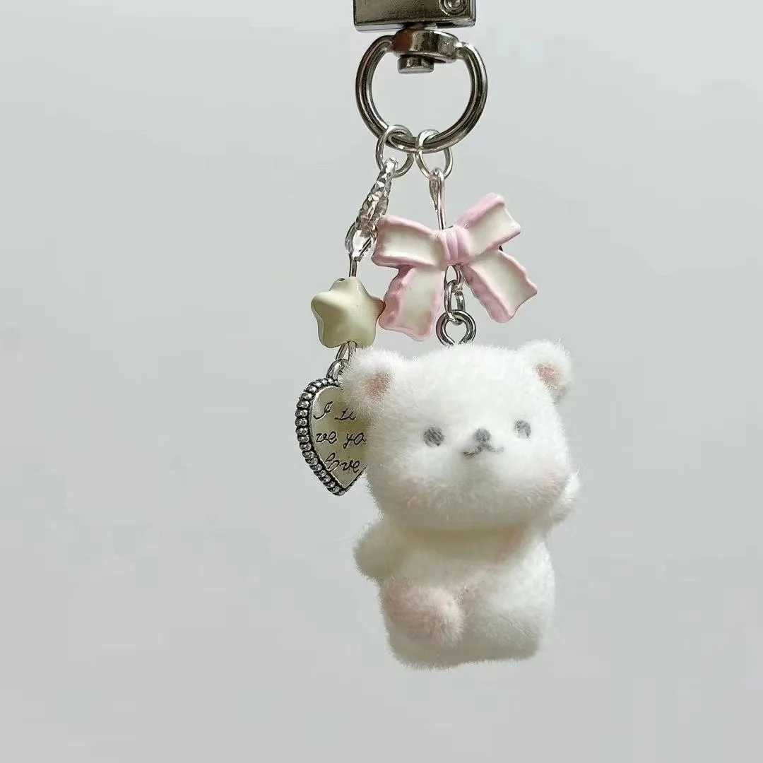 Lovely 3D Bear Rabbit Animal Keychains Key Ring For Women Gift Fluffy Cartoon Cute Bunny Pet Pendant Bag Box Car Holder Jewelry M250604