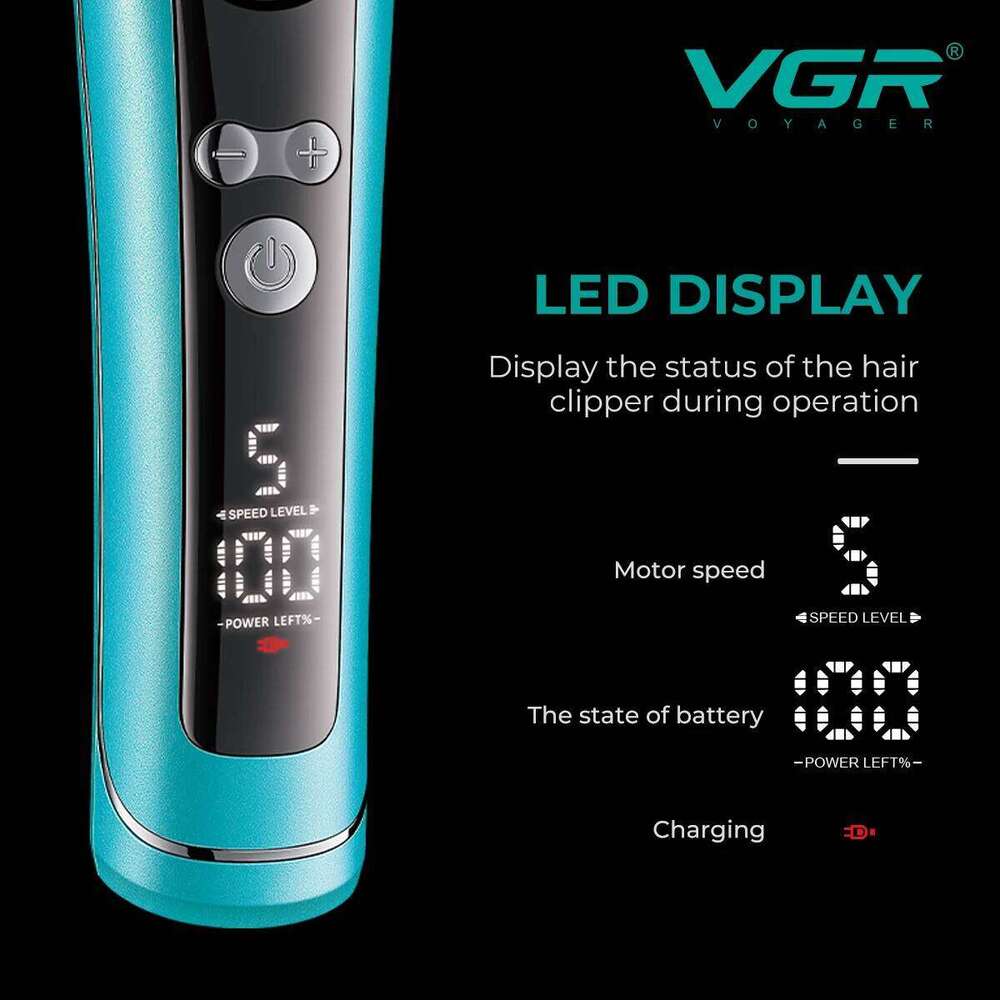 VGR Professional 9000 RPM Barber Clippers Electric Hair Cutting Hine LED Display Trimmer For Man V-299