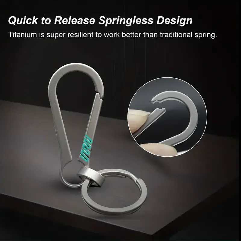 Titanium Carabiner Keychain Carabiner Hook Key Ring Key Holder with Bottle Opener for Camping Hiking Fishing Travel Outdoor M250604