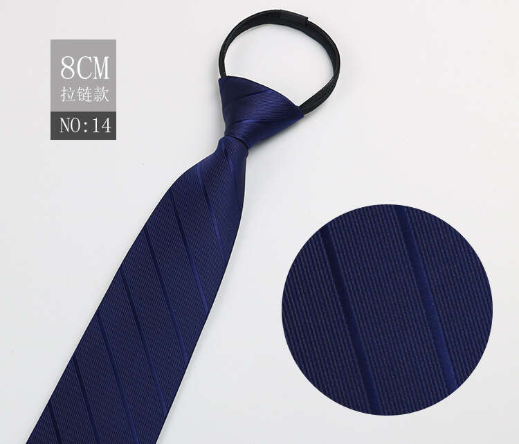 Men's Noknot Black & Blue Stripe Formal Zippered Necktie