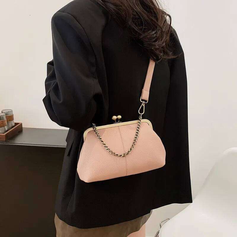 Women's Bags Designer Vintage Kiss Lock Bag PU Leather Handbag With Adjustable Strap Crossbody Purse For Women Work Shopping Travel