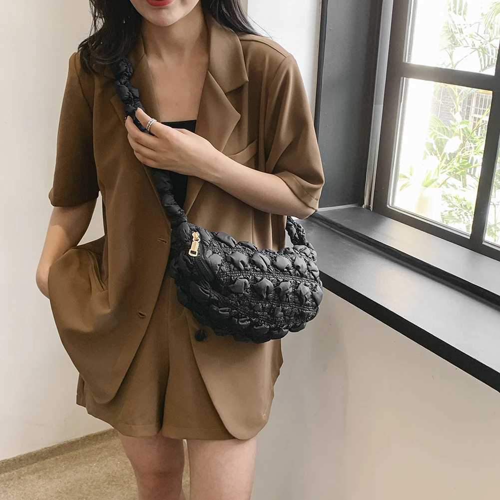Women Ruched Quilted Cloud Bag Nylon Shoulder Bags for Women Handbags Tote Crossbody Messenger Bags Shopper Purses Clutch 2023 XJ250604