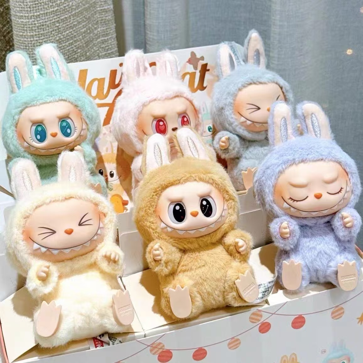 Vintage-Inspired 'Sit Down' Themed Labubus Plushie & Blinder Box for Enthusiasts