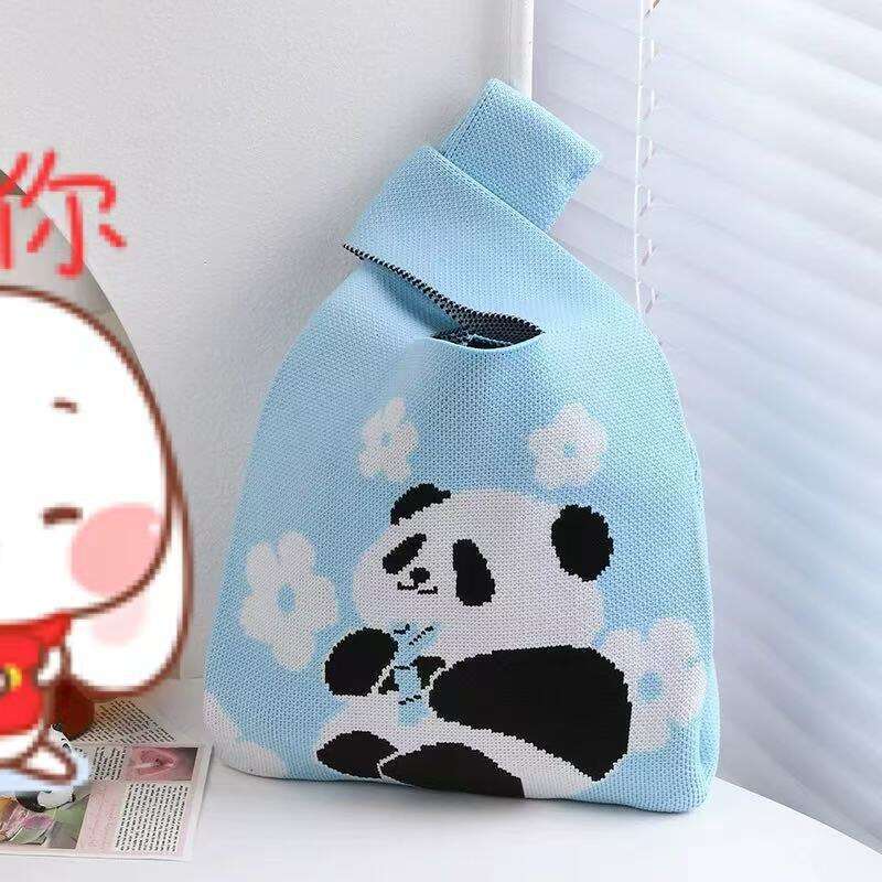 2025 Tote Travel National Treasure Series Knitted Bag Cute Handbag Panda Product