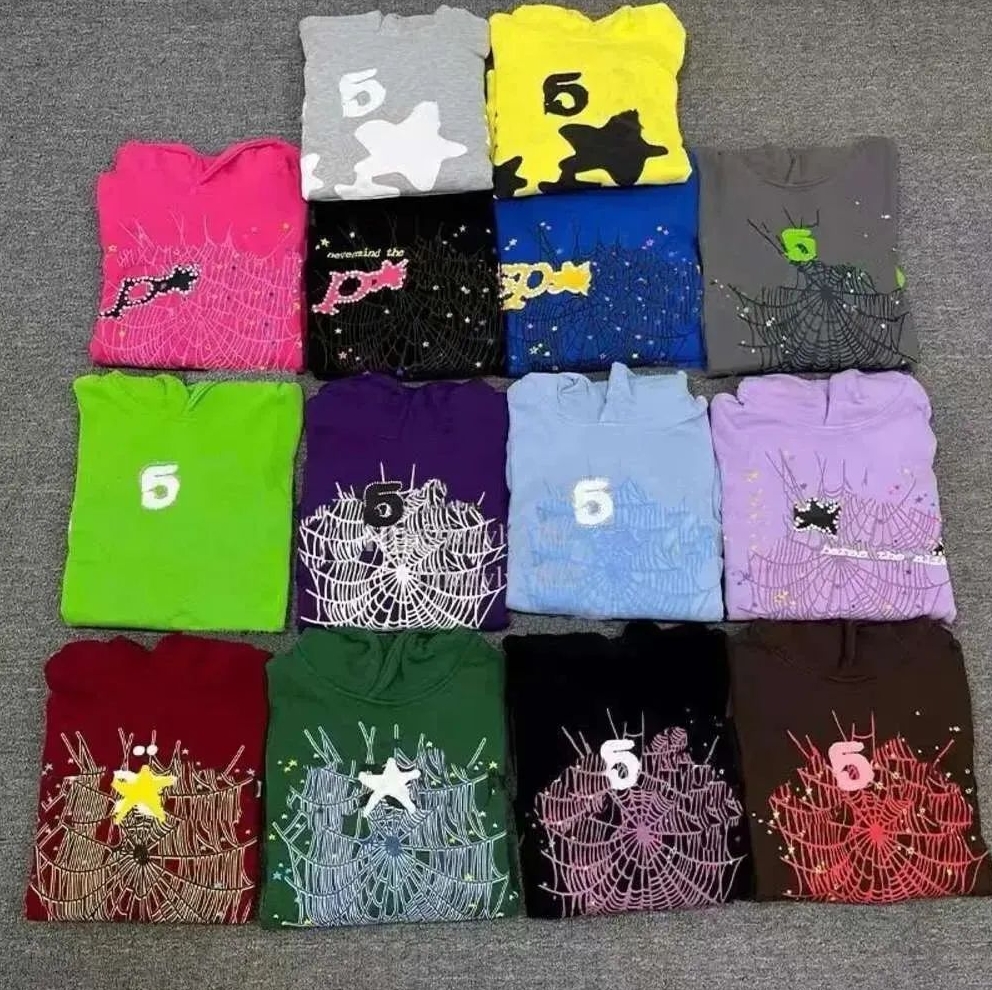 designer fluffy hoodies Young Thug Men Women High Quality spider hoodie Foam Print Web Pink Sweatshirts y2k Pullovers Designer Hoody Tracksuit US size max 2XL cool