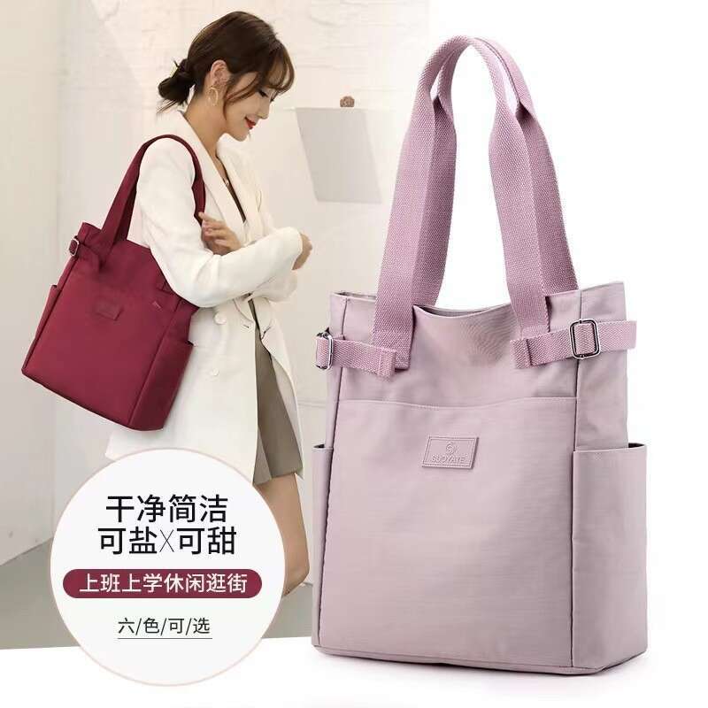 New Canvas Shoulder Nylon Cloth Large Capacity Multi-pocket Casual Tote Bag