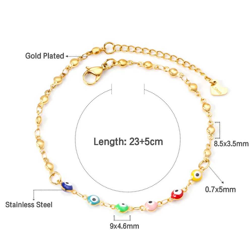 LUXUSTEEL Colorful Evil Eye Anklets For Women Girls Stainless Steel Bohemian Turkish Ankle Bracelet Summer Beach Jewelry W250604